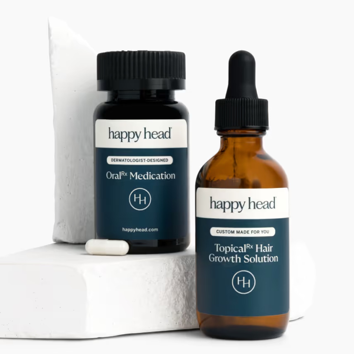 Happy Head OralRx bottle and TopicalRx dropper duo