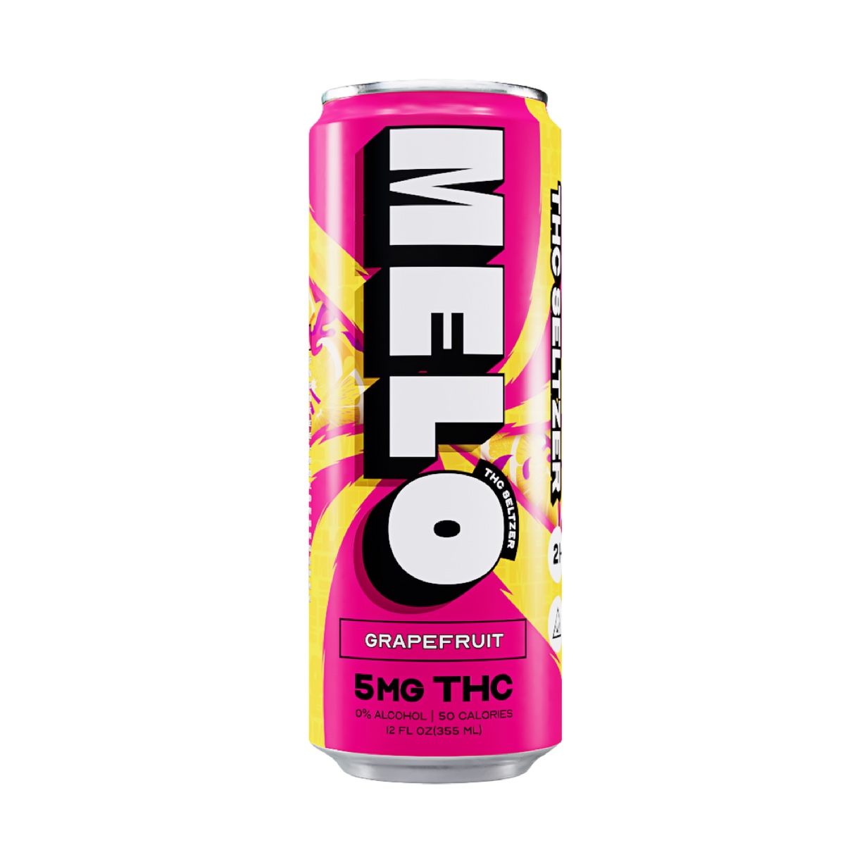Melo Grapefruit 5mg THC seltzer can, alcohol-free and 50 calories