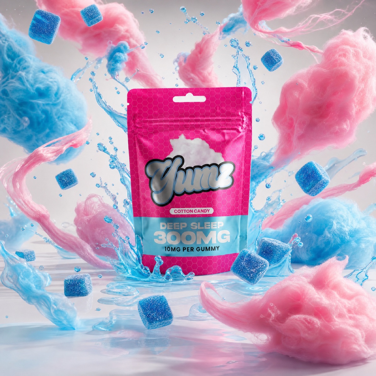 Yumz Cotton Candy gummies pouch, 300mg total at 10mg per gummy