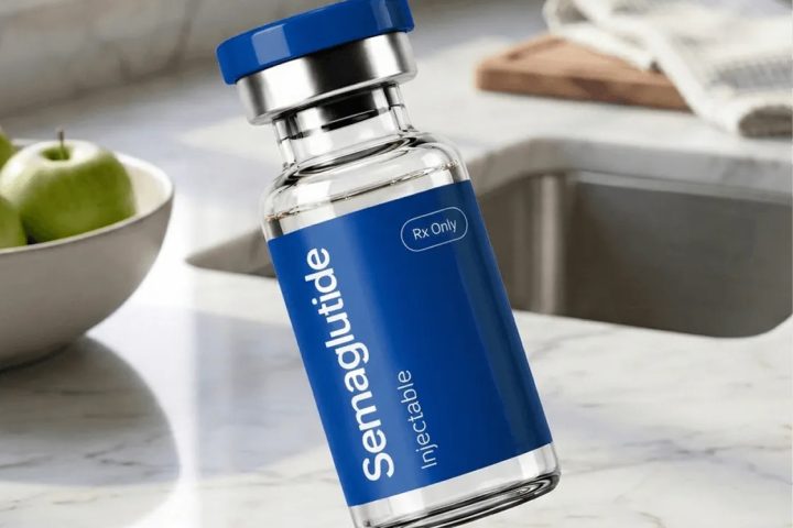 Willow compounded semaglutide injectable vial on a kitchen counter